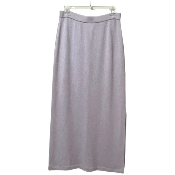 St. John Evening Marie Gray Size 6 Lilac Purple Feminine Long Pencil Knit Skirt - Picture 1 of 16
